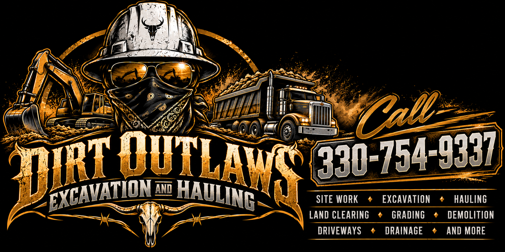Dirt Outlaws excavation and hauling company branding